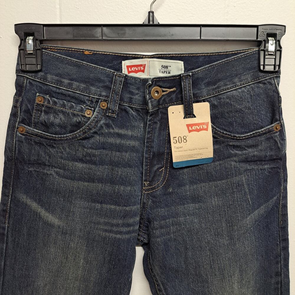 Levi's 508 Taper Fit Youth Jeans Size 12 Reg 26x26 Dark Wash‎ 100% Cotton - Picture 2 of 8